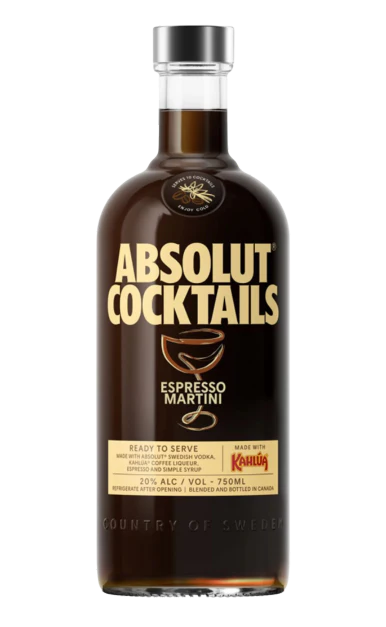 ABSOLUT VODKA COCKTAILS ESPRESSO MARTINI RTD 750ML