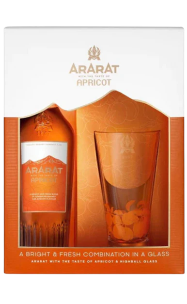 ARARAT BRANDY APRICOT GFT PK W/ GLASS ARMENIA 750ML