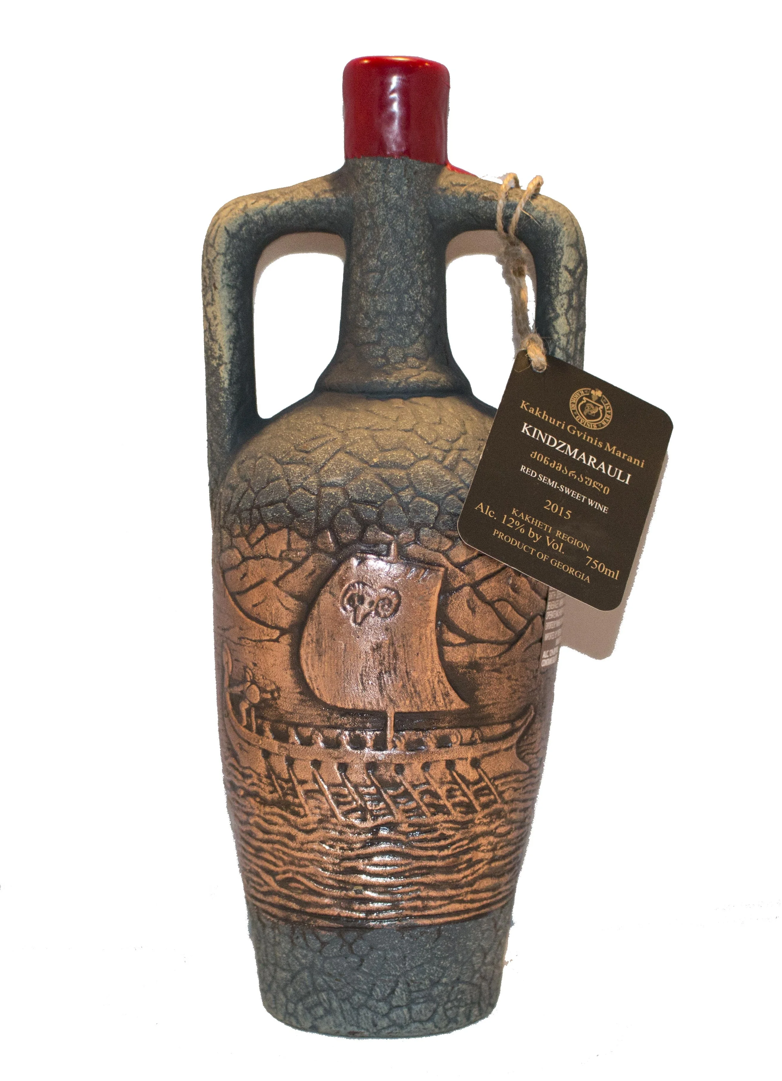 ARGO KINDZMARAULI RED WINE SEMI SWEET CERAMIC BOTTLE GEORGIA NV 750ML