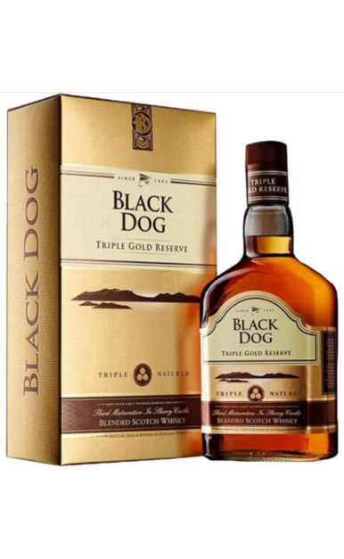BLACK DOG SCOTCH WHISKY BLENDED TRIPLE GOLD RESERVE 750ML