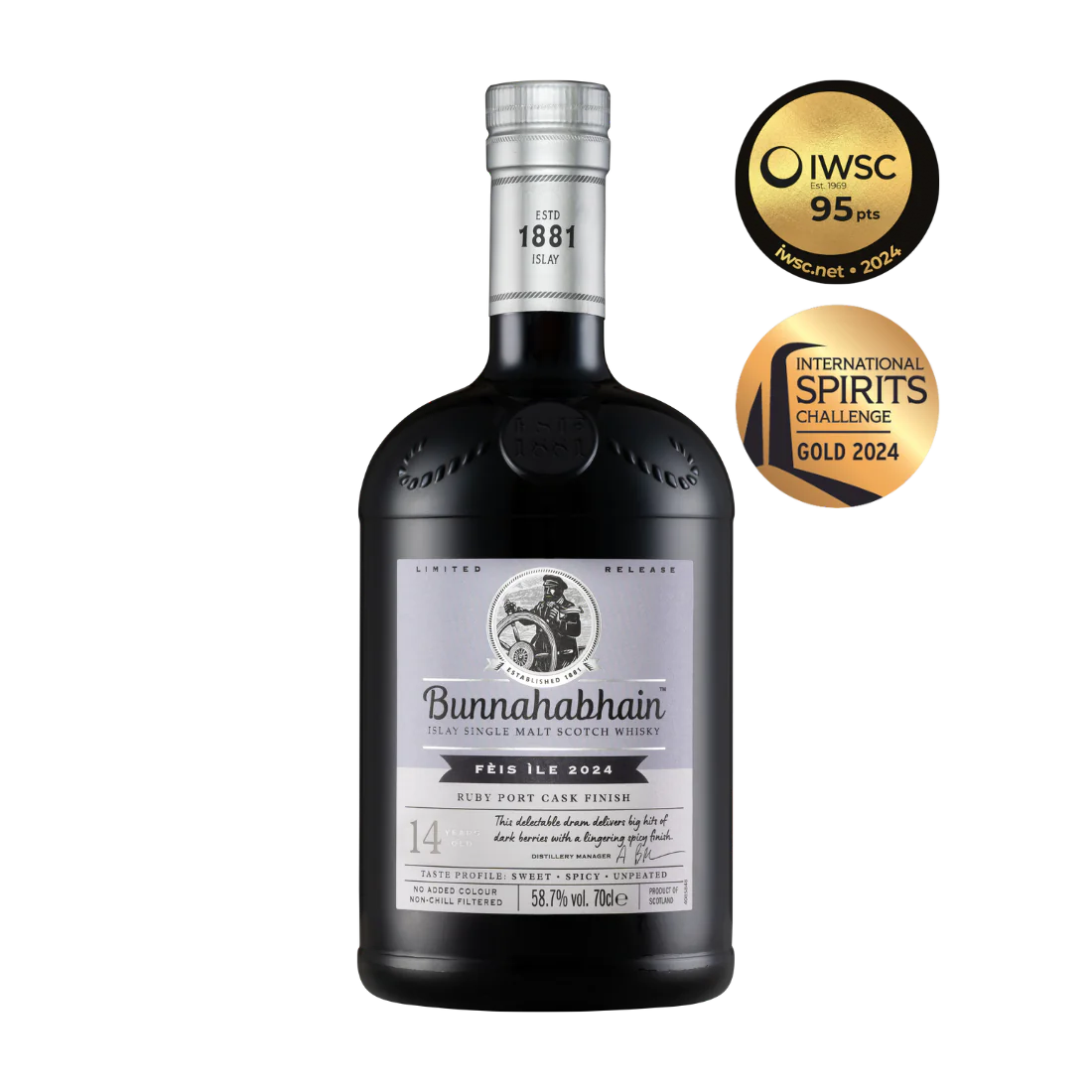 BUNNAHABHAIN SCOTCH SINGLE MALT RUBY PORT CASK FINISH FEIS ILE 2024 14YR 700ML - Image 2