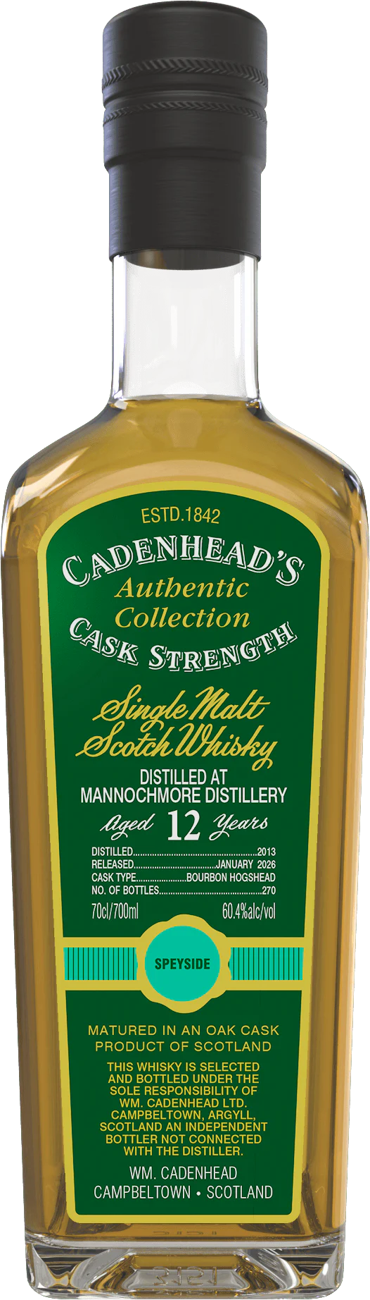 CADENHEAD SCOTCH SINGLE MALT MANNOCHMORE DISTILLERY12YR 750ML