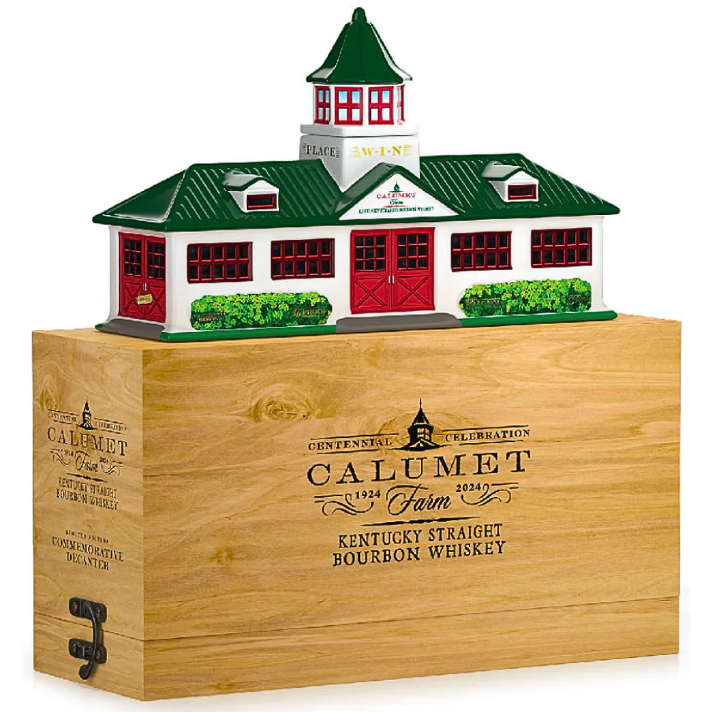 CALUMET FARM BOURBON STRAIGHT 100TH ANNIVERSARY CERAMIC FARM DECANTER 750ML