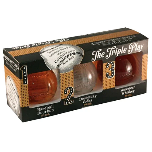 COOPERSTOWN THE TRIPLE PLAY BASEBALL BOURBON, VODKA, AND WHISKEY 3X750ML