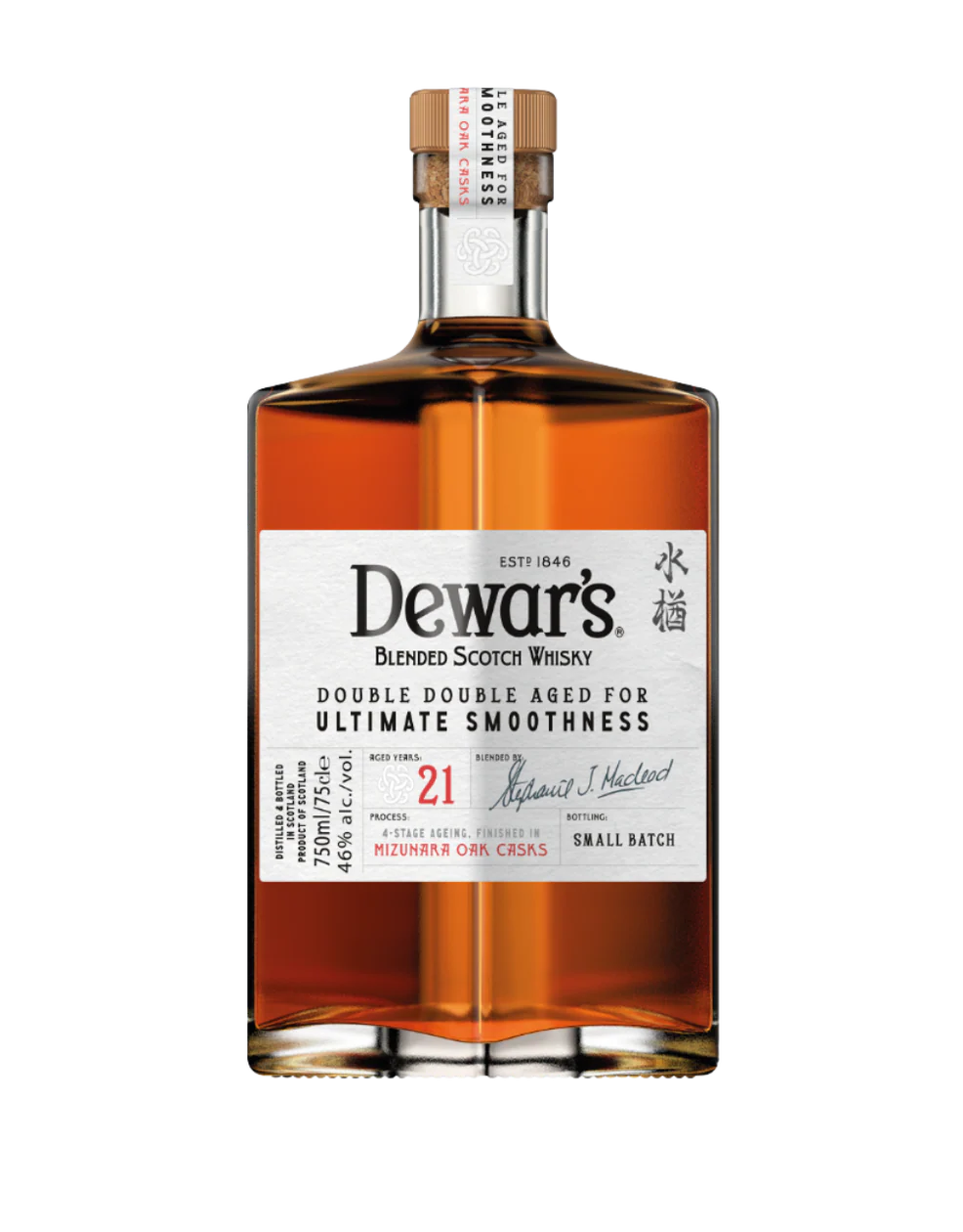 DEWARS SCOTCH BLENDED DOUBLE AGED IN MIZUNARA CASKS 21YR 750ML