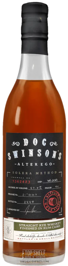 DOC SWINSONS WHISKEY STRAIGHT RYE FINISHED IN RUM & TEQUILA CASKS LIMITED EXPLORATORY CASK EDITION INDIANA 750ML