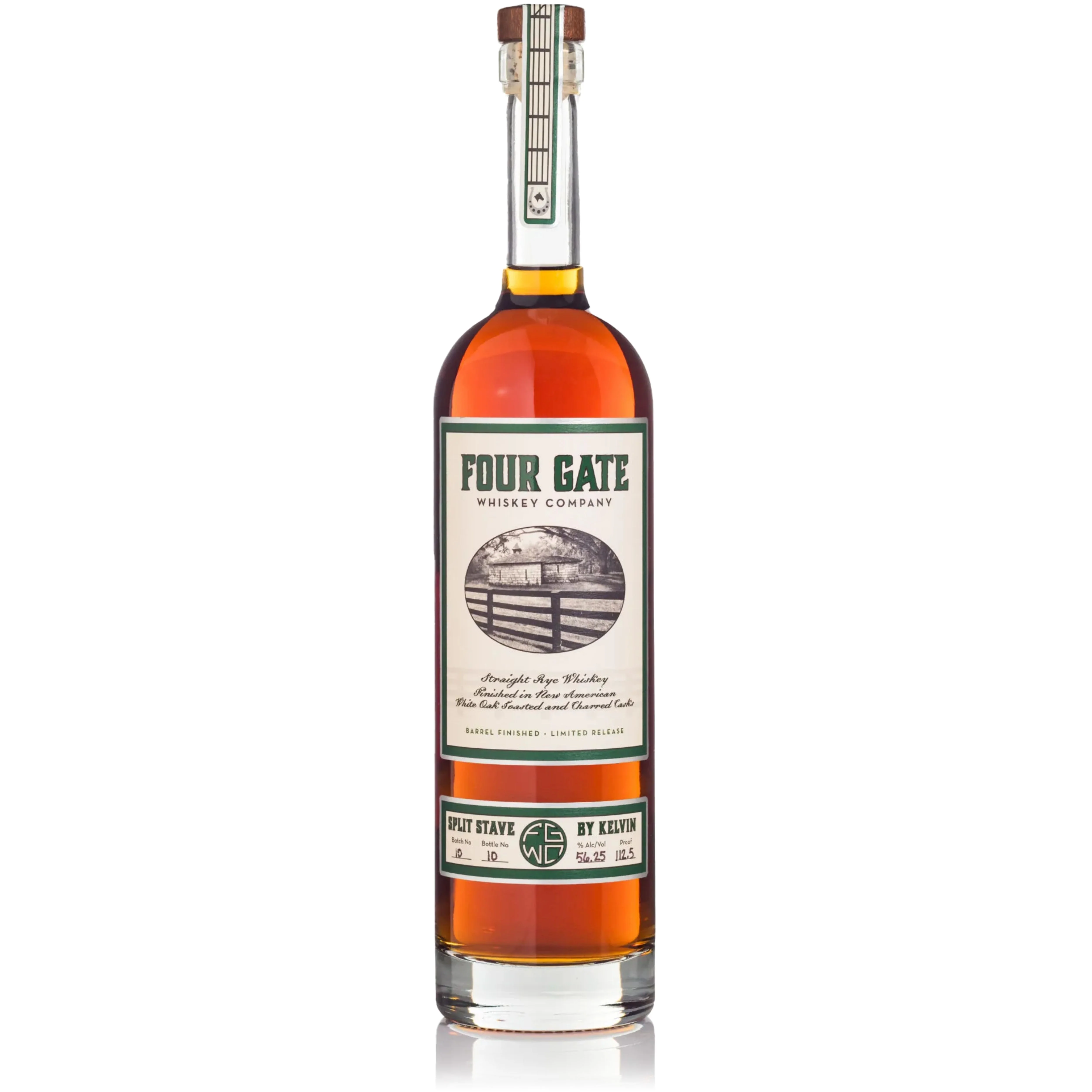 FOUR GATE WHISKEY RYE STRAIGHT FINISHED IN NEW AMERICAN WHITE OAK TOASTED AND CHARRED CASKS KENTUCKY 750ML