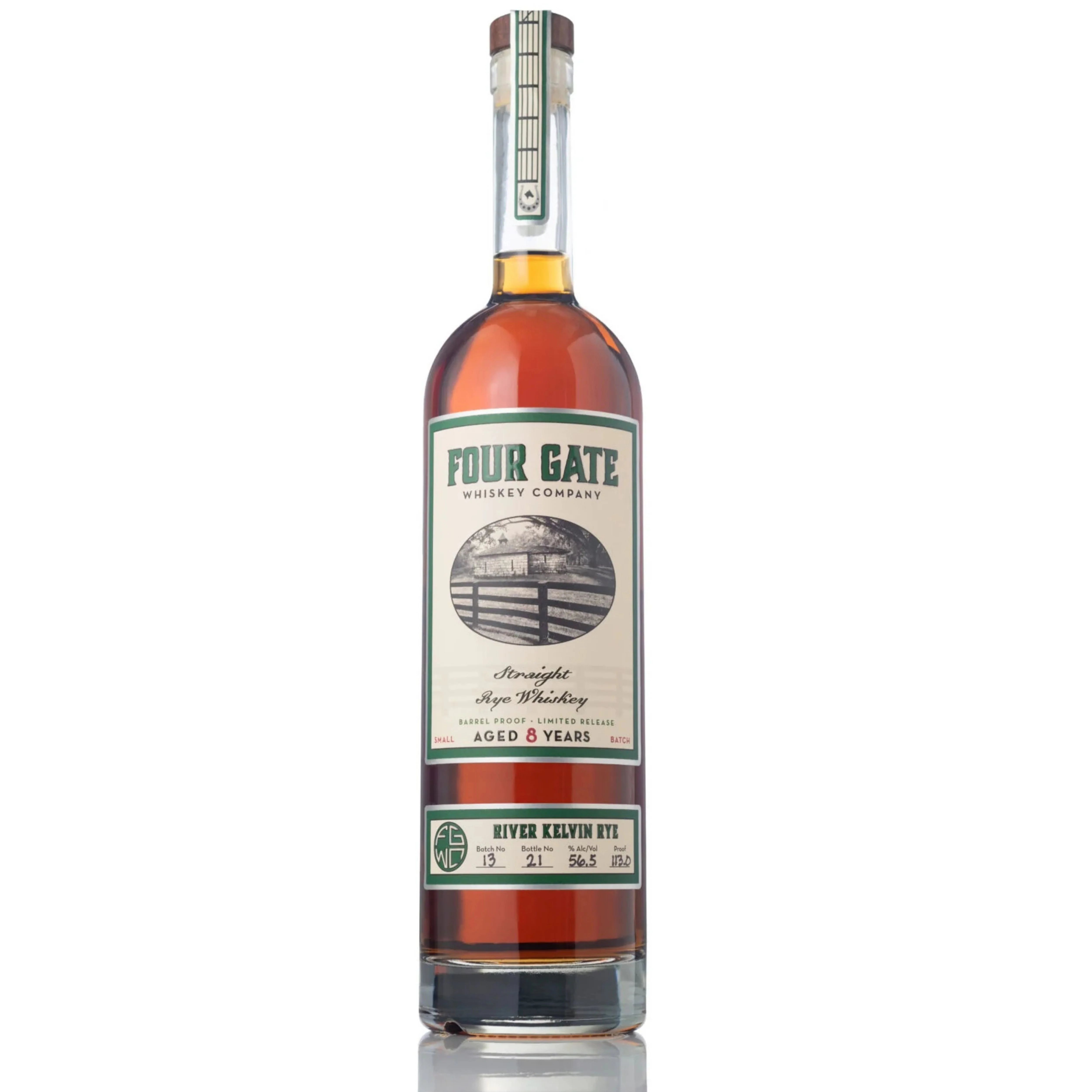 FOUR GATE WHISKEY RYE STRAIGHT LIMITED RELEASE RIVER KELVIN KENTUCKY 8YR 750ML