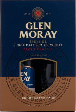 GLEN MORAY ELGIN SCOTCH SINGLE MALT CLASSIC CHARDONNAY CASK FINISH SPEYSIDE GFT PK 750ML