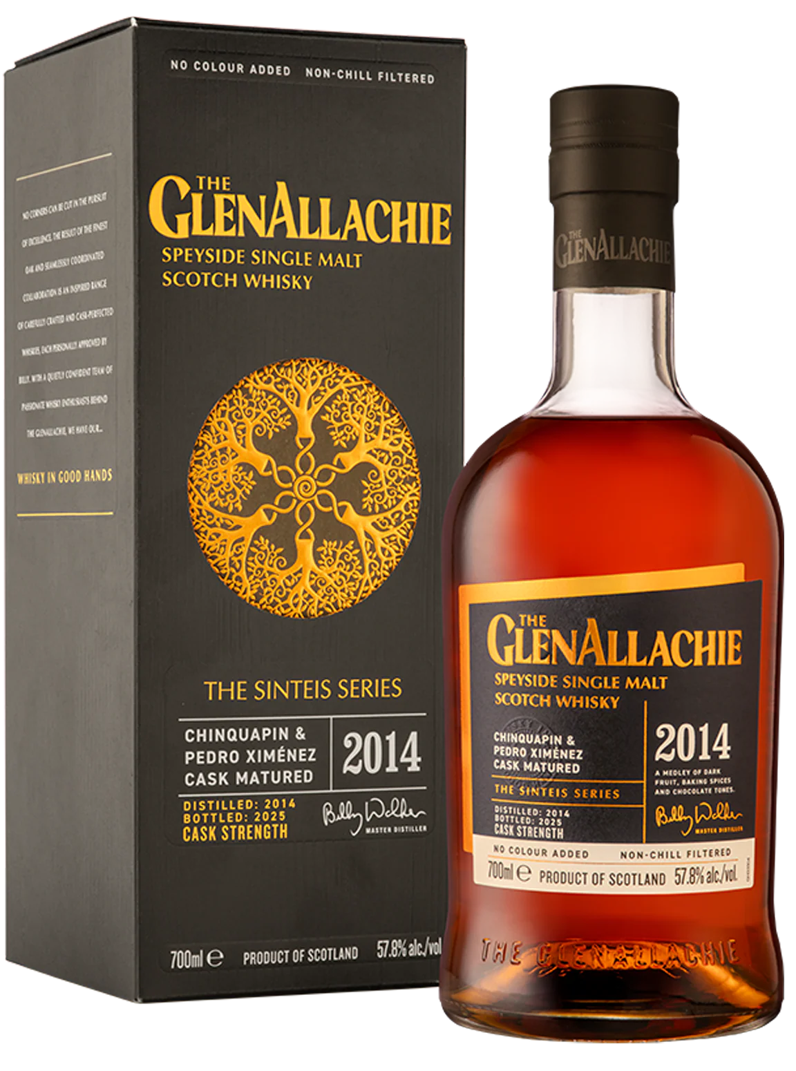 GLENALLACHIE SCOTCH SINGLE MALT THE SINTEIS SERIES CHINQUAPIN & PX CASK MATURED SPEYSIDE 2014 700ML
