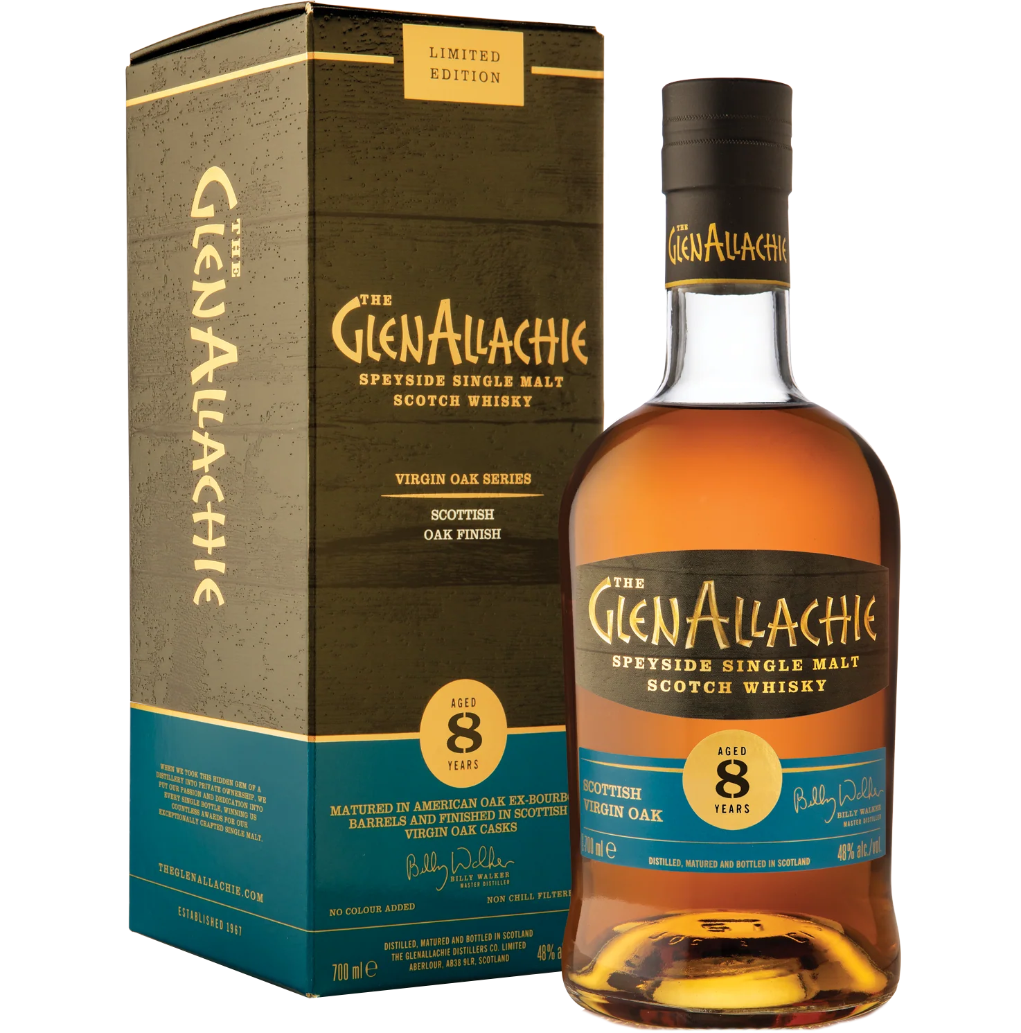 GLENALLACHIE SCOTCH SINGLE MALT VIRGIN SCOTTISH OAK FINISH SPEYSIDE 8YR 700ML