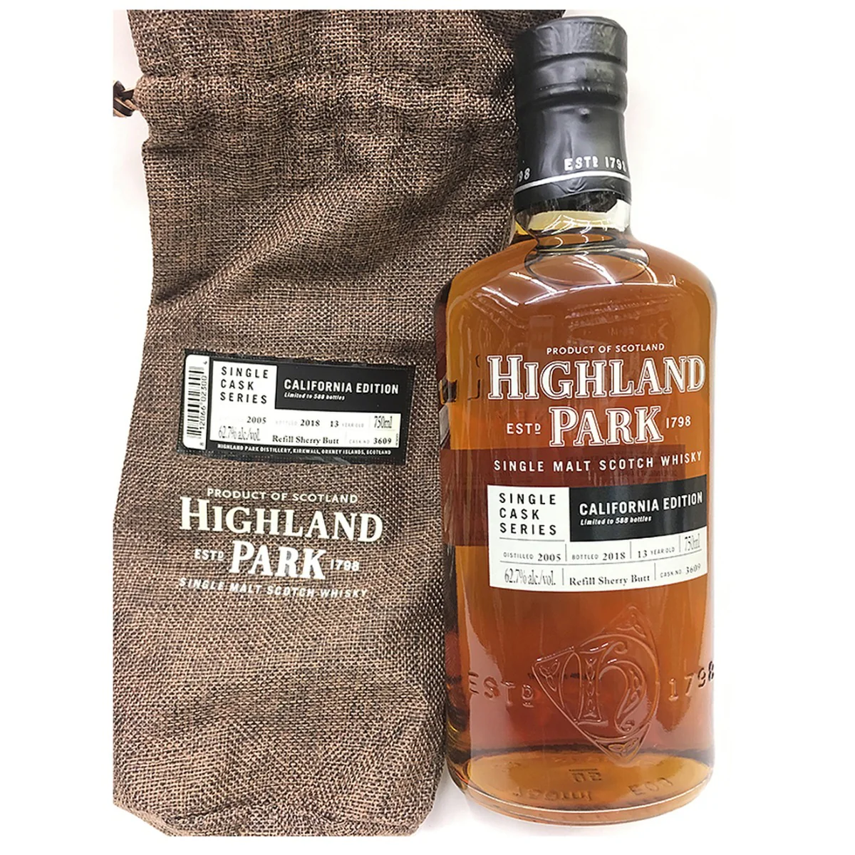 HIGHLAND PARK SCOTCH SINGLE CASK CALIFORNIA EDITION 13YR 2005 TO 2018 750ML
