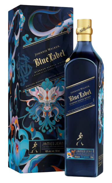 JOHNNIE WALKER BLUE LABEL SCOTCH BLENDED YEAR OF WOOD DRAGON X JAMES JEAN LIMITED EDITION 750ML