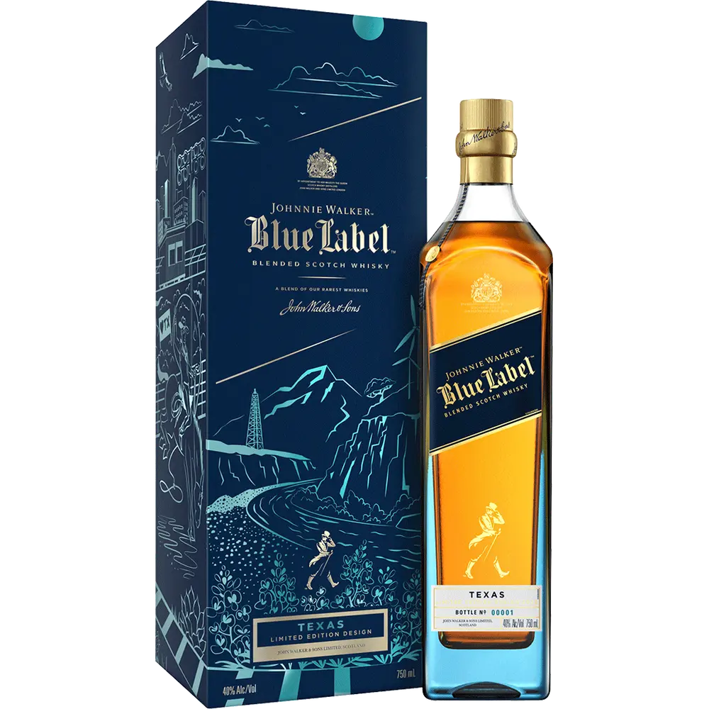 JOHNNIE WALKER SCOTCH BLENDED BLUE LABEL LIMITED TEXAS EDITION 750ML (SHIPPING ONLY)