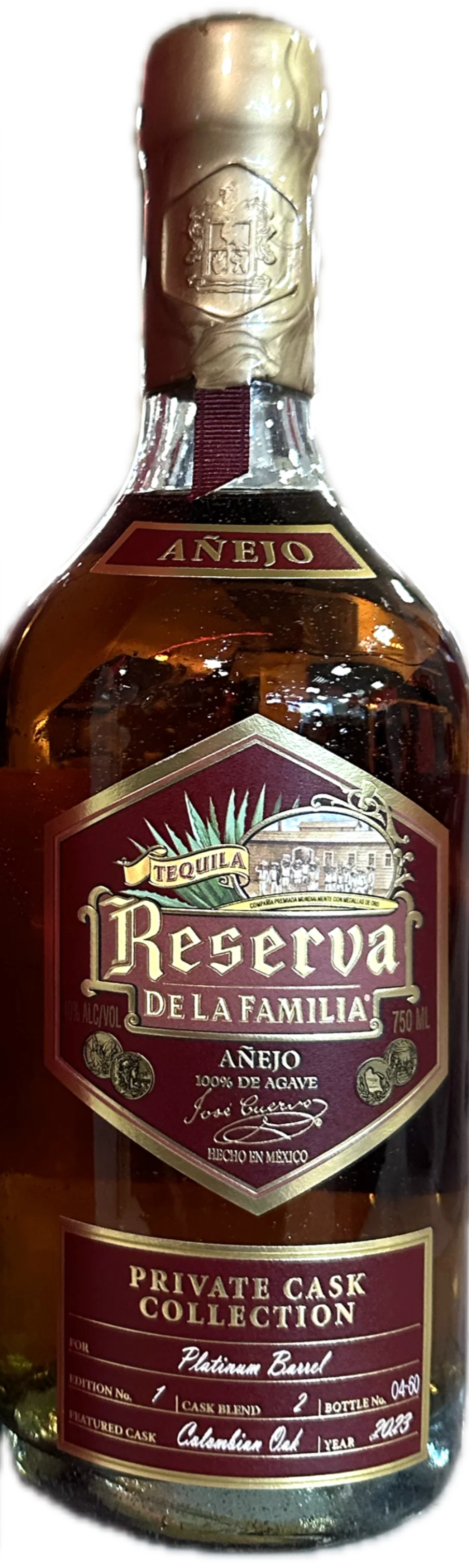 JOSE CUERVO TEQUILA ANEJO RESERVA DE LA FAMILIA PRIVATE BARREL SELECTION 750ML