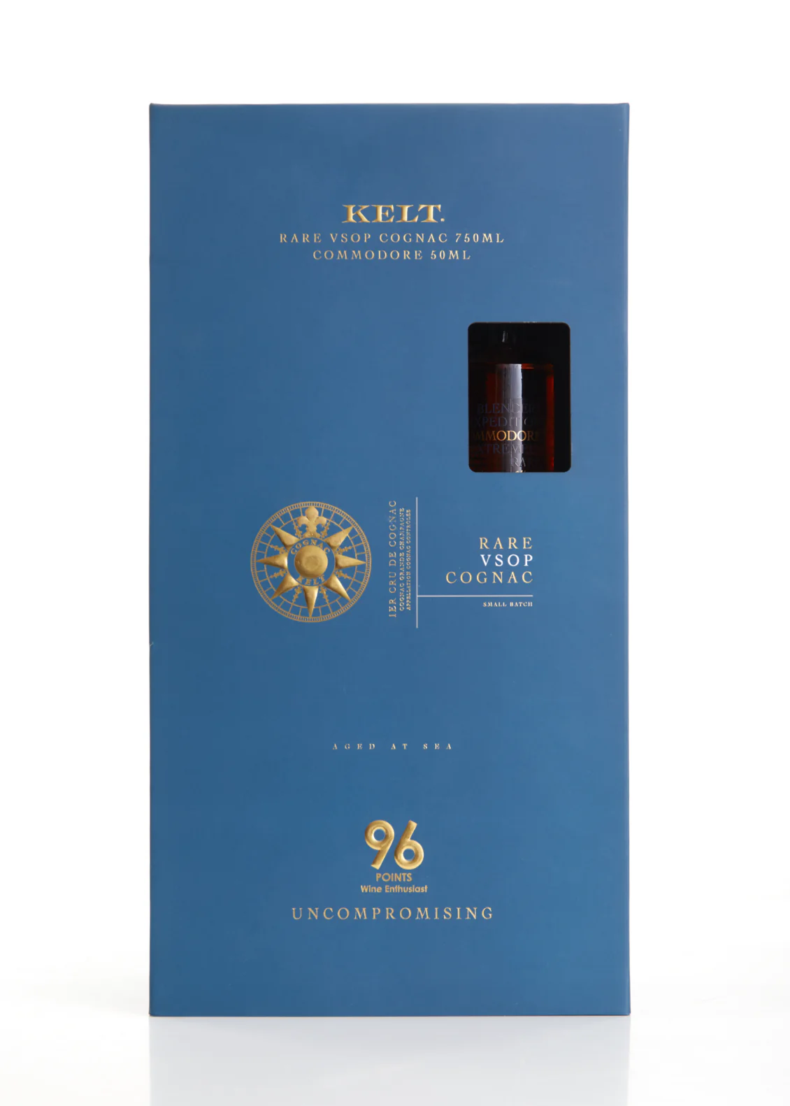 KELT COGNAC VSOP RARE GIFT BOX W/ 50ML COMMODORE FRANCE 750ML