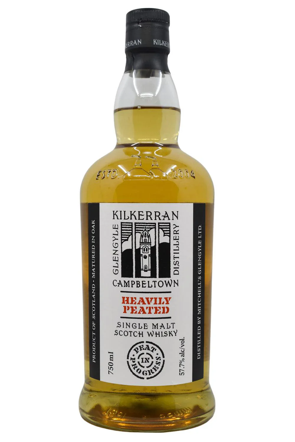 KILKERRAN GLENGYLE DISTILLERY SCOTCH SINGLE MALT HEAVILY PEATED MATURED IN OAK CAMPBELTOWN 750ML