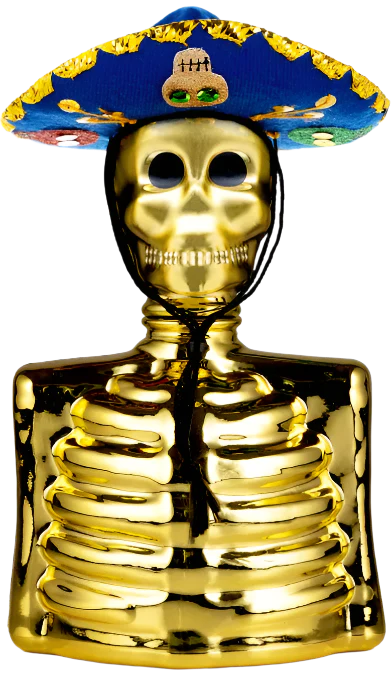 LOS AZULEJOS SKELLY TEQUILA ANEJO GOLD SKELETO 750ML
