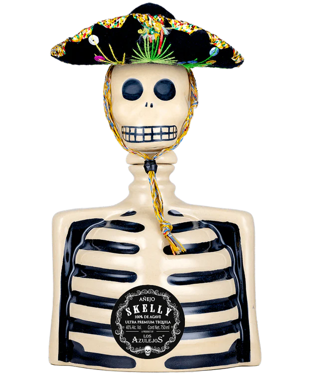 LOS AZULEJOS SKELLY TEQUILA ANEJO SKELETO 750ML