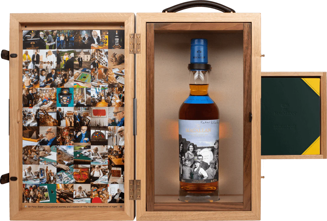 MACALLAN SCOTCH SINGLE MALT ART COLLABORATION SIR PETER BLAKE ANECDOTES OF AGES DOWN TO WORK LIMITED EDITION 750ML