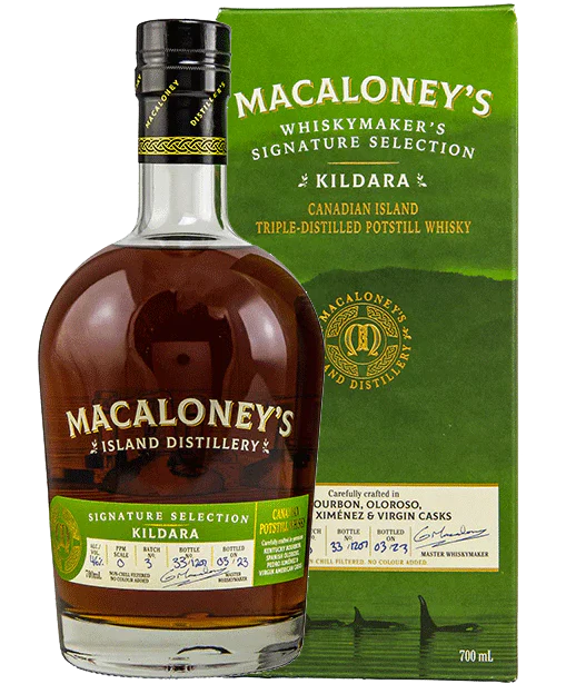 MACALONEYS KILDARA WHISKEY SINGLE MALT TRIPLE DISTILLED CANADA 750ML
