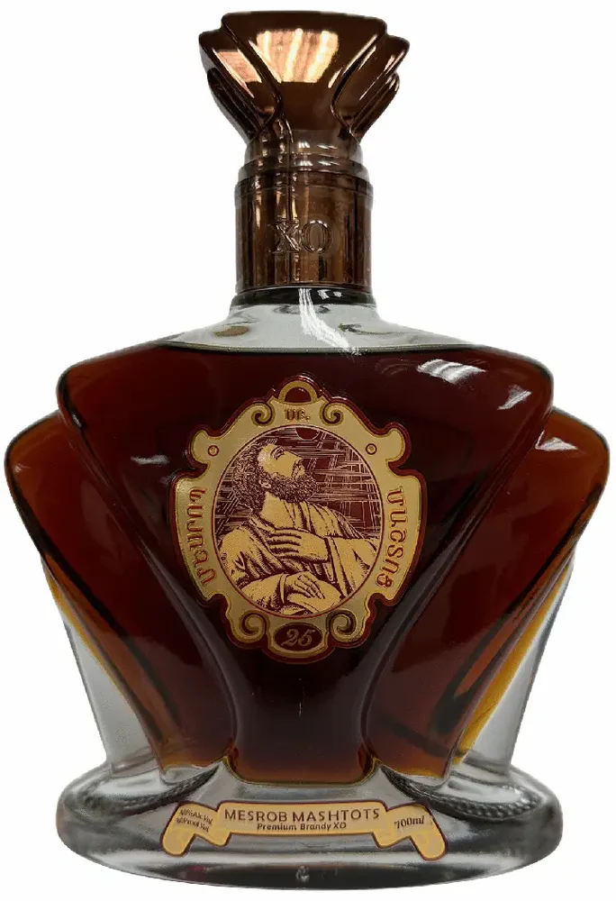 MESROB MASHTOTS BRANDY ARMENIAN 25YR W/ 2 GLASSES GFT PK 750ML