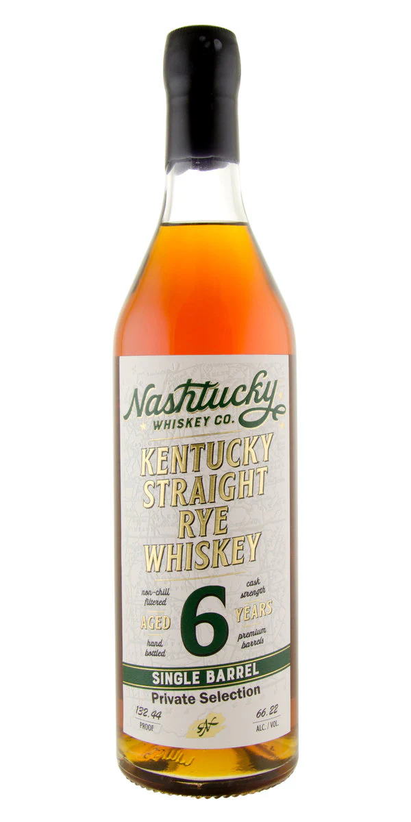 NASHTUCKY WHISKEY CO WHISKEY RYE SINGLE BARREL CASK STRENGTH PRIVATE SELECTION TENNESSEE 6YR 750ML