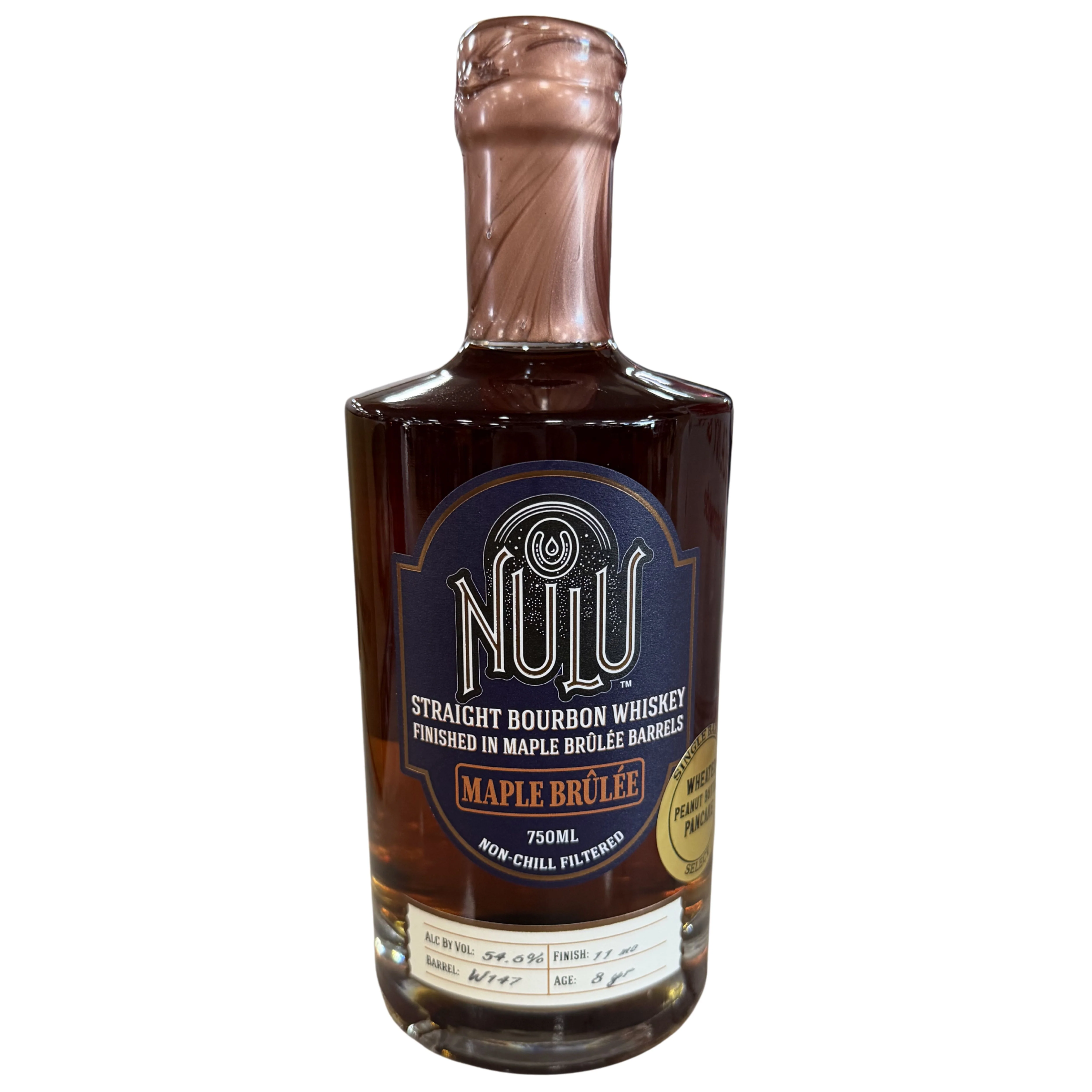 NULU BOURBON WHEATED SINGLE BARREL PEANUT BUTTER PANCAKE SELECT FINISHED IN MAPLE BRULEE BARRELS KENTUCKY 8YR 750ML