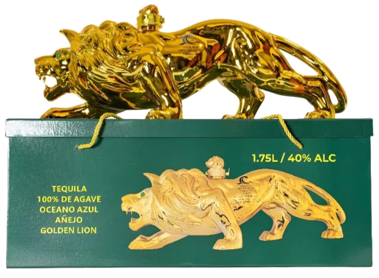 OCEANO AZUL GOLDEN LION TEQUILA ANEJO 1.75LI - Image 2