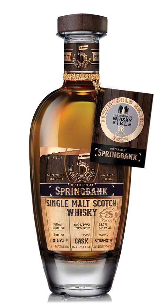 PERFECT FIFTH SPRINGBANK SCOTCH SINGLE MALT MATURED IN FIRST FILL SHERRY CASK STRENGTH 25YR 700ML