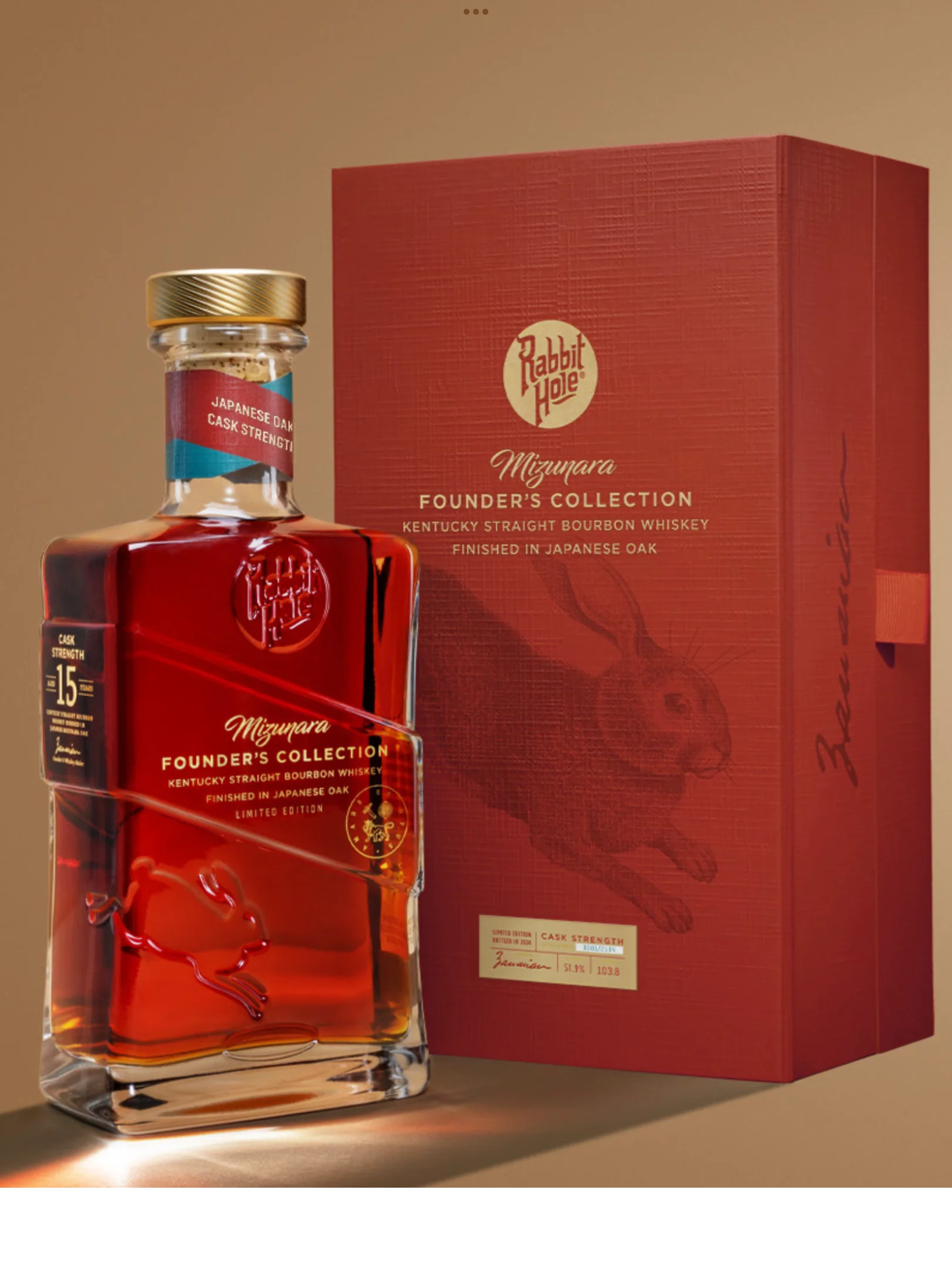 RABBIT HOLE FOUNDERS COLLECTION BOURBON MIZUNARA FINISHED IN JAPANESE OAK CASK STRENGTH KENTUCKY 15YR 750ML