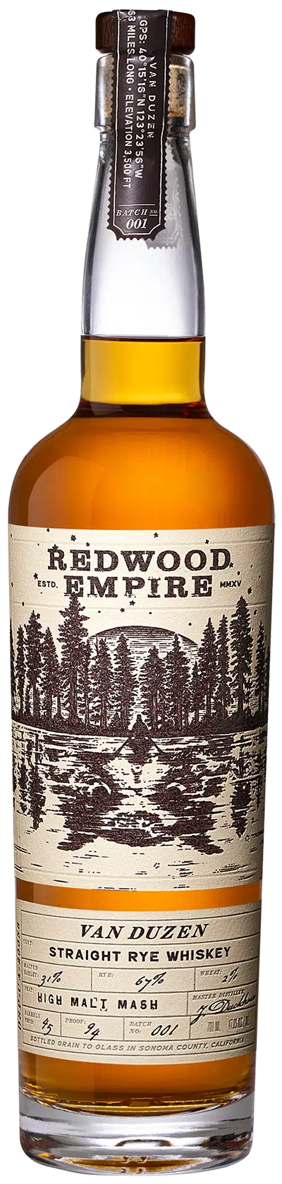 REDWOOD EMPIRE WHISKEY RYE VAN DUZEN CASK STRENGTH CALIFORNIA 750ML