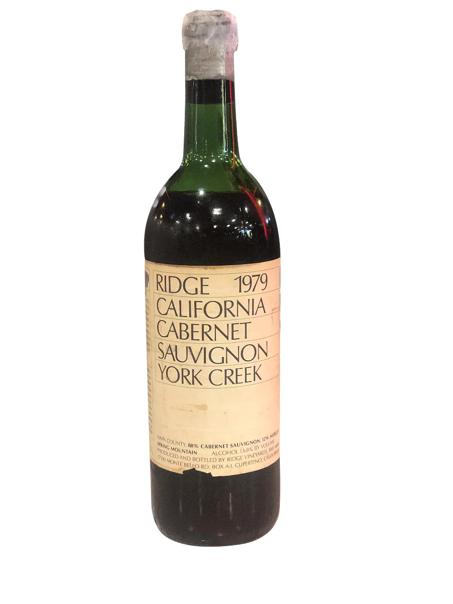 RIDGE VINEYARDS CALIFORNIA CABERNET SAUVIGNON YORK CREEK 1979 (SOLD AS IS )