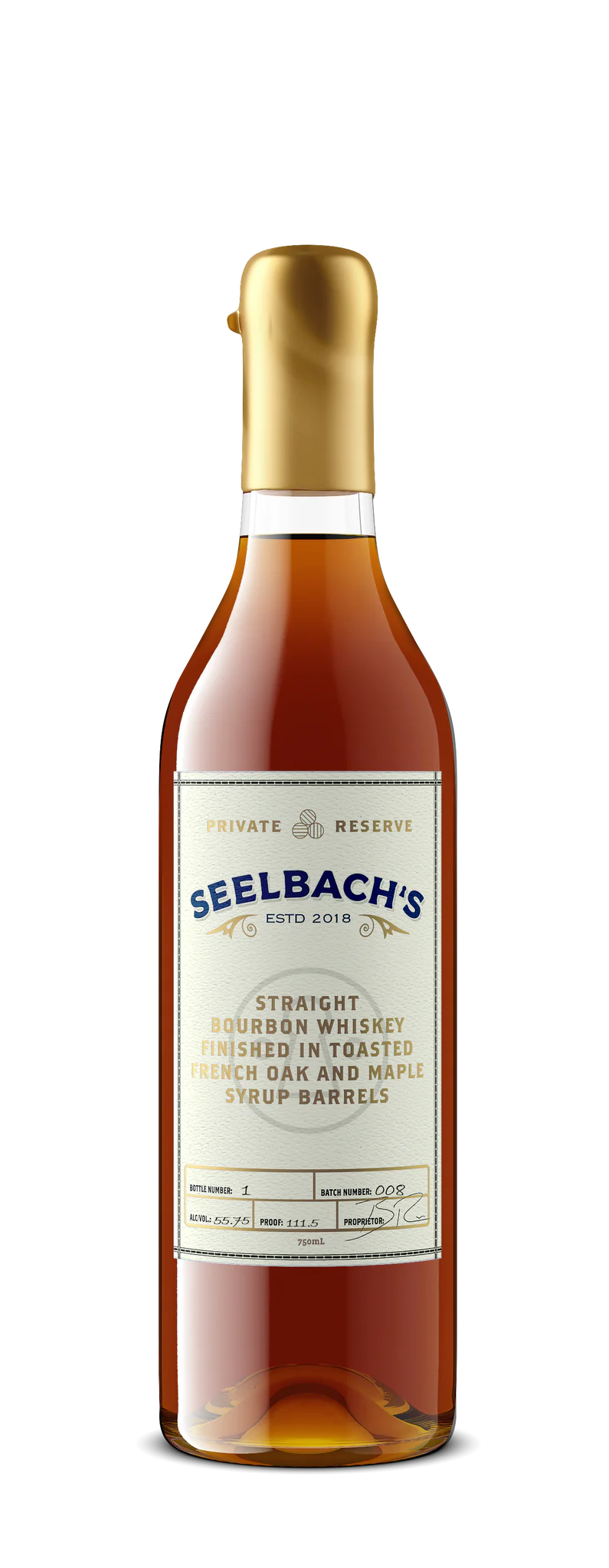 SEELBACHS BOURBON PRIVATE RESERVE FINISHED IN TOASTED FRENCH OAK & MAPLE SYRUP BARRELS KENTUCKY 750ML