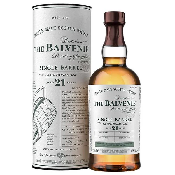 BALVENIE SCOTCH SINGLE BARREL SINGLE MALT TRADITIONAL OAK 21YR 750ML
