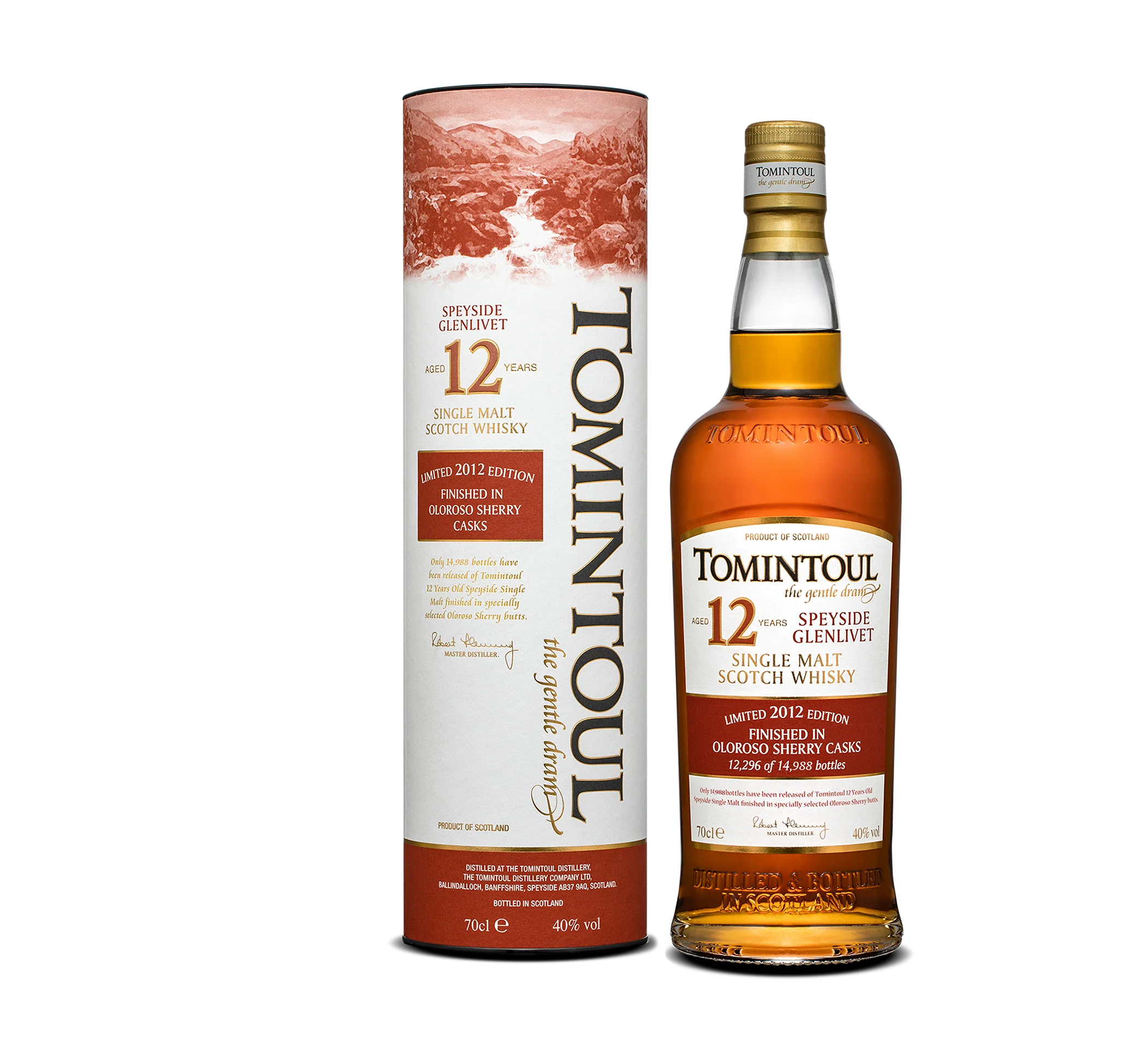 TOMINTOUL SCOTCH SINGLE MALT SPEYSIDE OLOROSO SHERRY CASK FINISH GFT PK 12YR 750ML