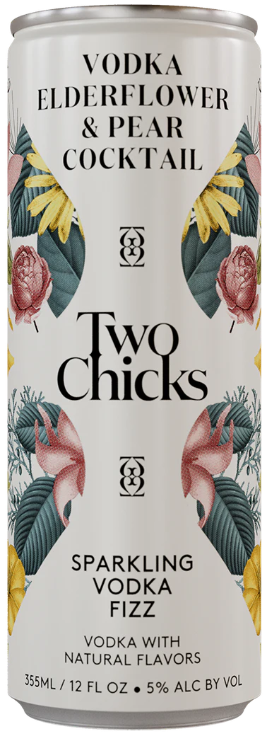 TWO CHICKS VODKA ELDERFLOWER & PEAR COCKTAIL SPARKLING VODKA FIZZ 4X12OZ CANS