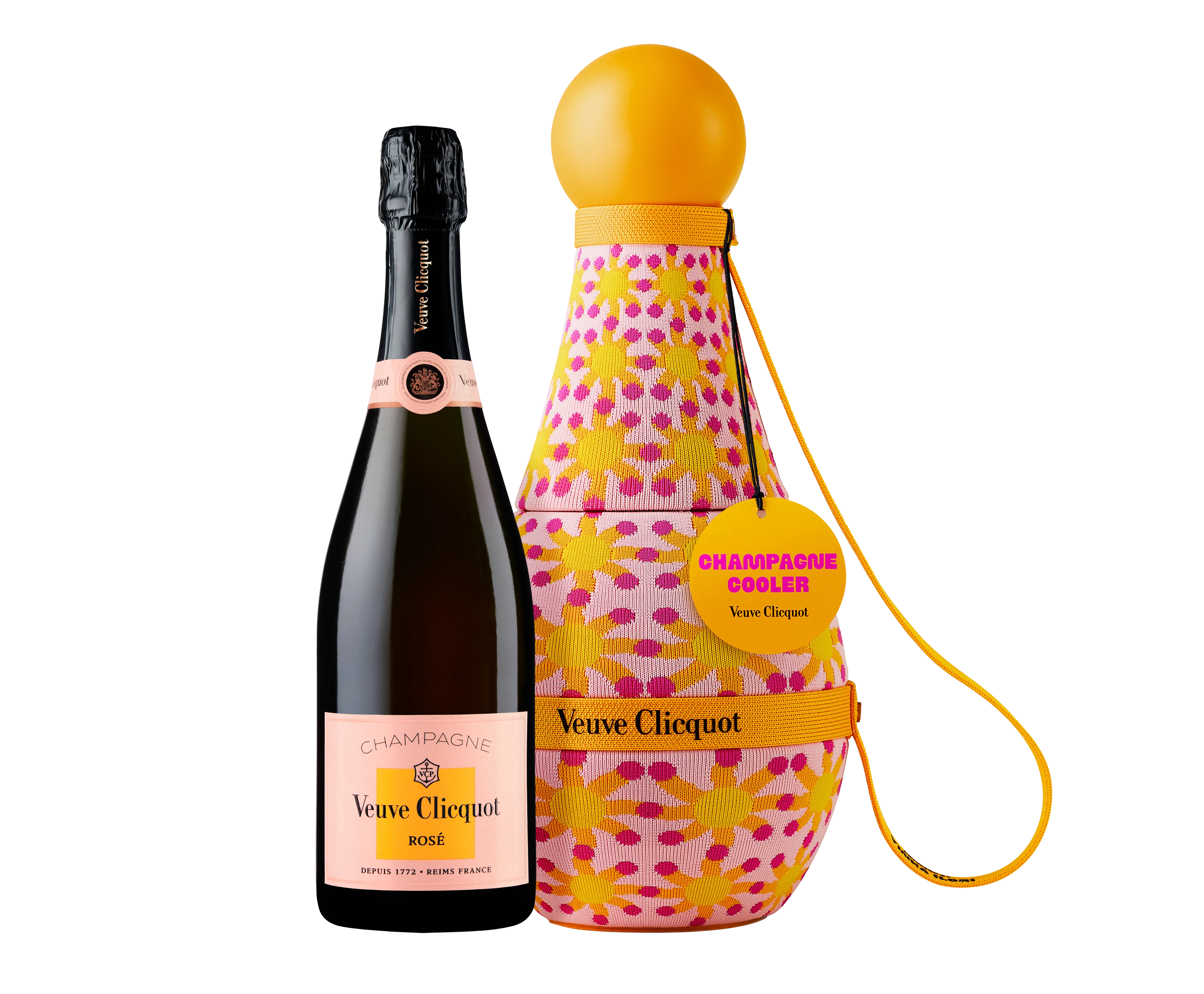 VEUVE CLICQUOT CHAMPAGNE BRUT ROSE WITH SUN TOTEM COOLER GIFT BOX 750ML