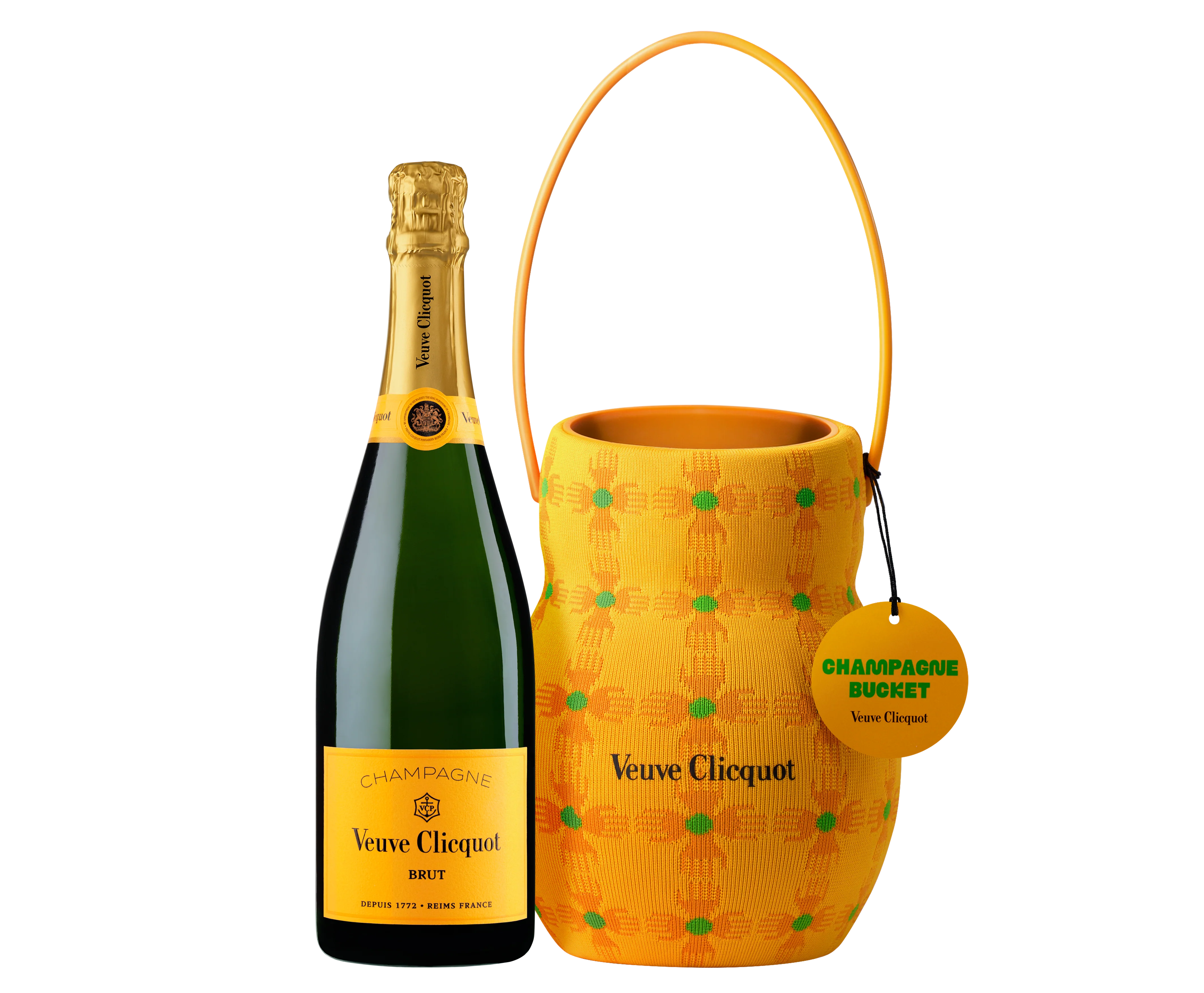 VEUVE CLICQUOT CHAMPAGNE BRUT WITH SUN HOLDER COOLER BUCKET 750ML