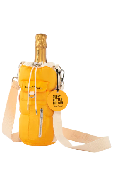 VEUVE CLICQUOT CHAMPAGNE BRUT YELLOW LABEL W/ PUFFY BOTTLE HOLDER FRANCE 750ML